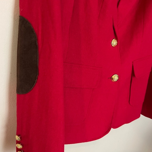 Vintage Chadwick's of Boston Red Wool Blend Classic Blazer Elbow Pads - Picture 2 of 8